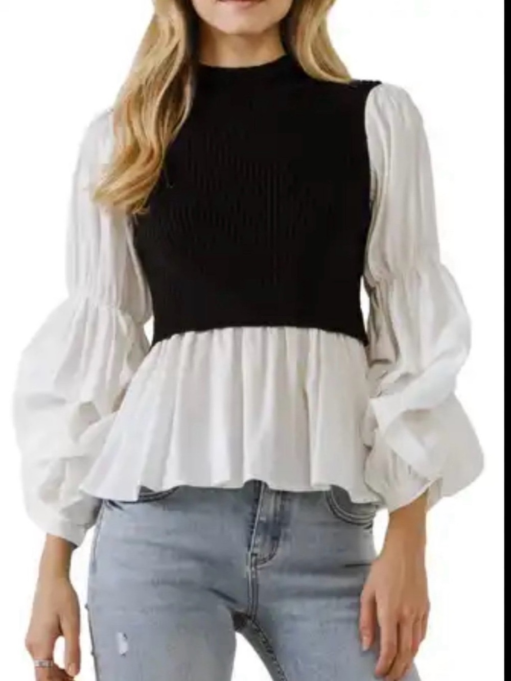 English Factory Mixed Media Top Size L